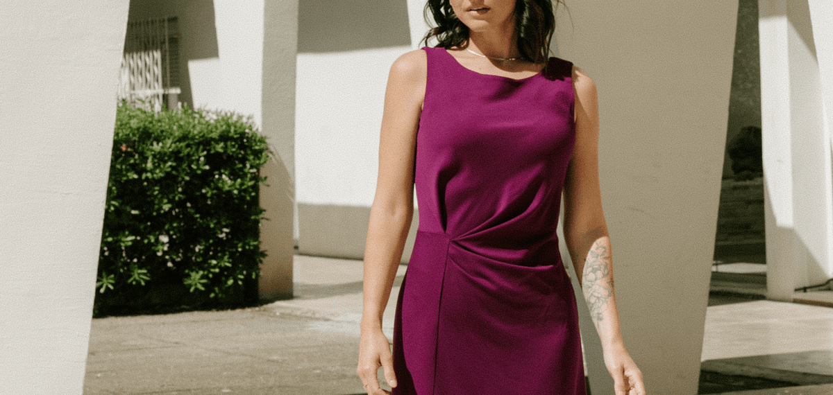 Coudre la robe drapée Twist : tuto vidéo pour réussir plis, incrustations et zip invisible - Maison Fauve