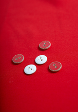 Bouton Rouge Passion Flamenco à paillettes dorées 12 mm