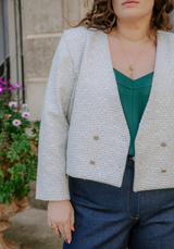 Tissu tweed léger - Ecru ou Bleu Gris