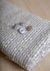 Tissu tweed léger - Ecru ou Bleu Gris