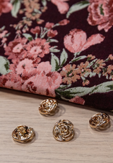 Bouton fleur Rose doré - 15 ou 21 mm