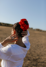 Coupon 200cm Tissu sergé lyocell lamé - Rouge Passion