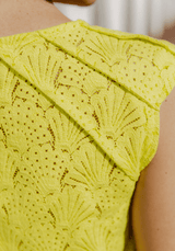 COUPON 150cm - Tissu dentelle Coquillage - Jaune Sulfure - Maison Fauve