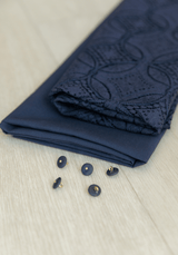 COUPON 30 cm - Tissu dentelle Botanica - Smoky Blue - Maison Fauve