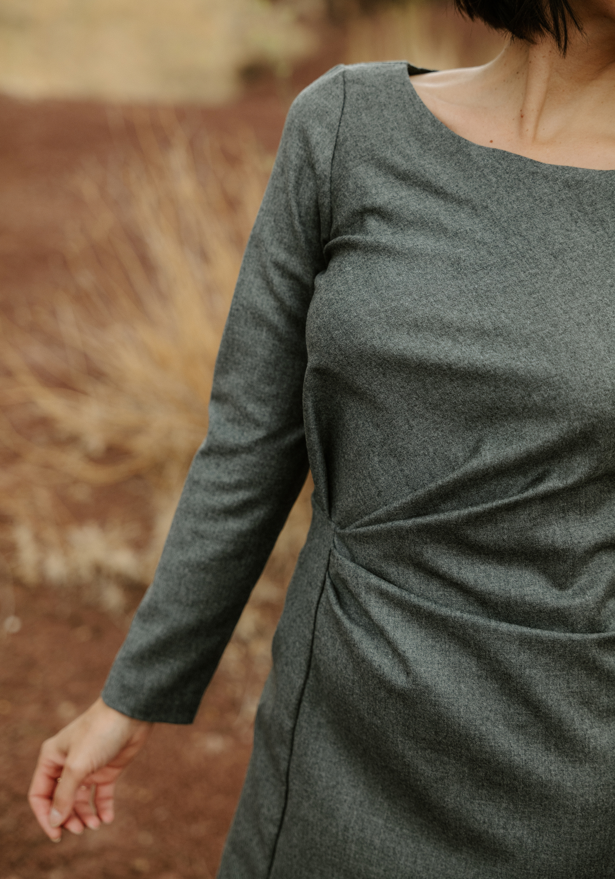 Lightweight heather grey virgin wool flannel fabric