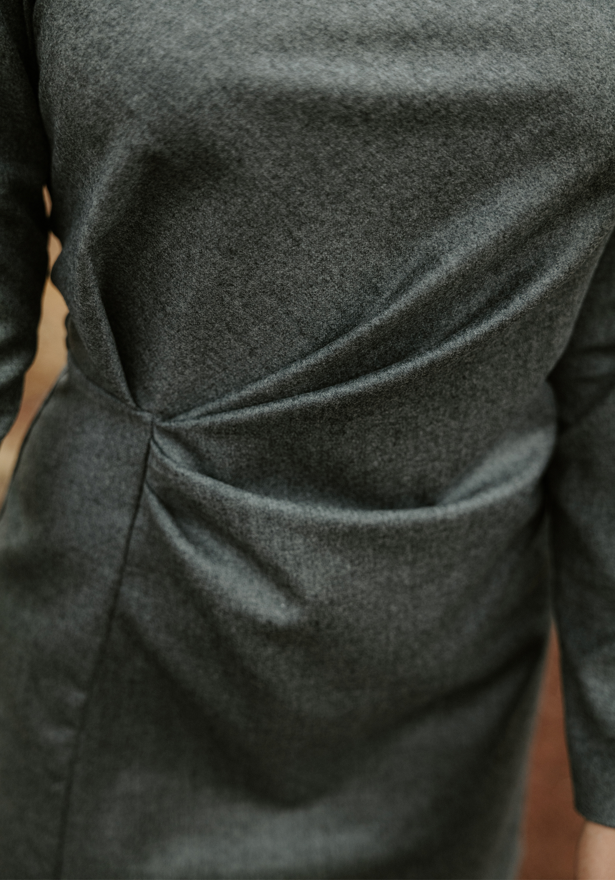 Lightweight heather grey virgin wool flannel fabric