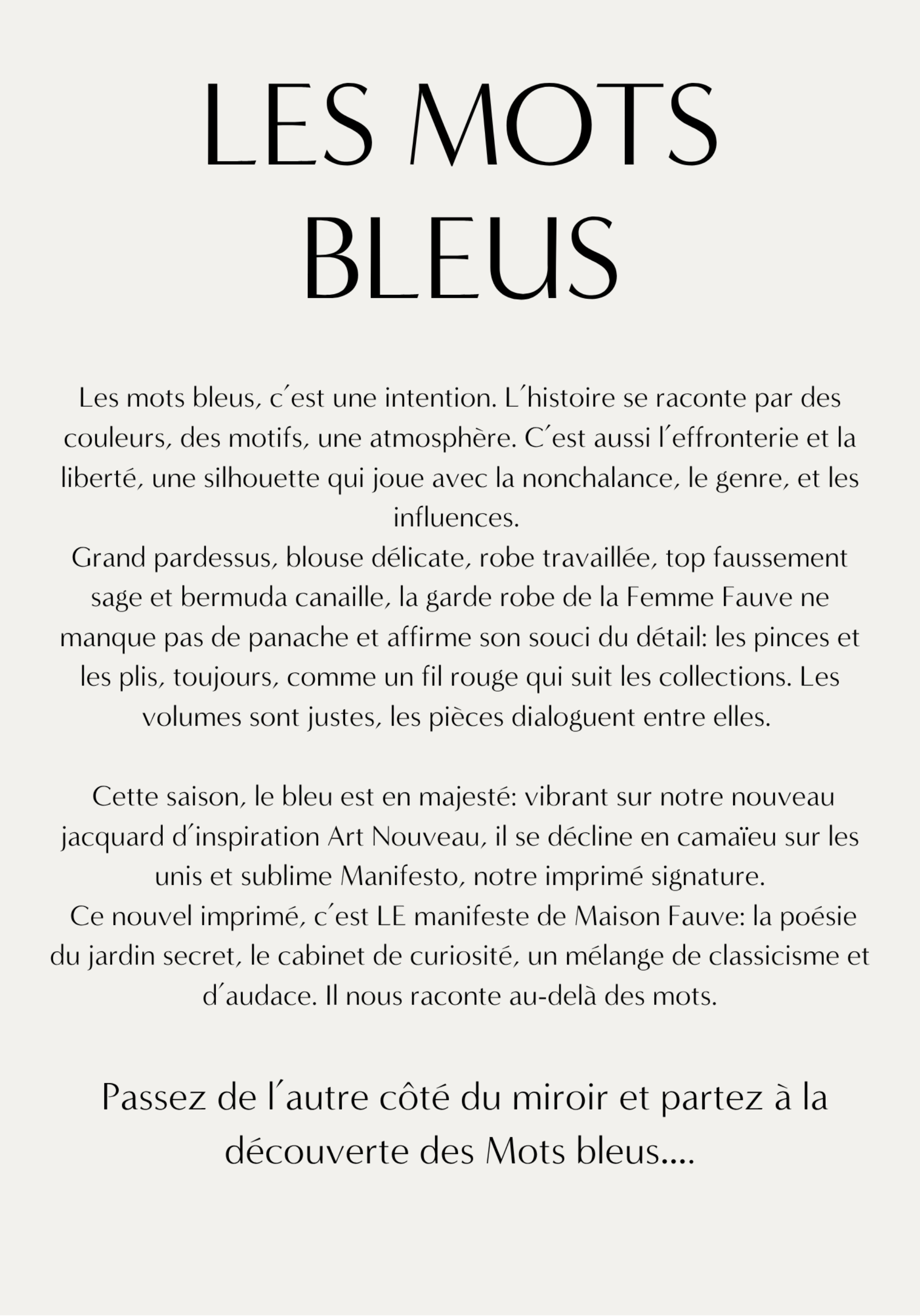 The Les Mots Bleus Collection Lookbook