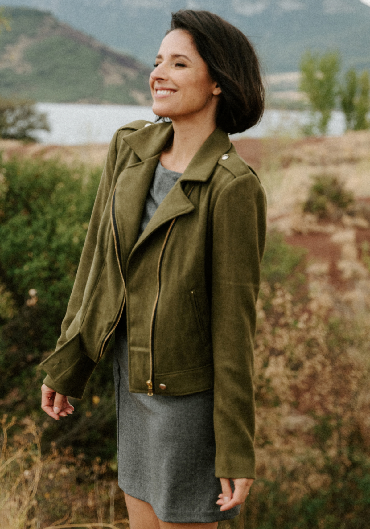 Beige, brown or moss green faux suede by the meter - Suede-look fabric