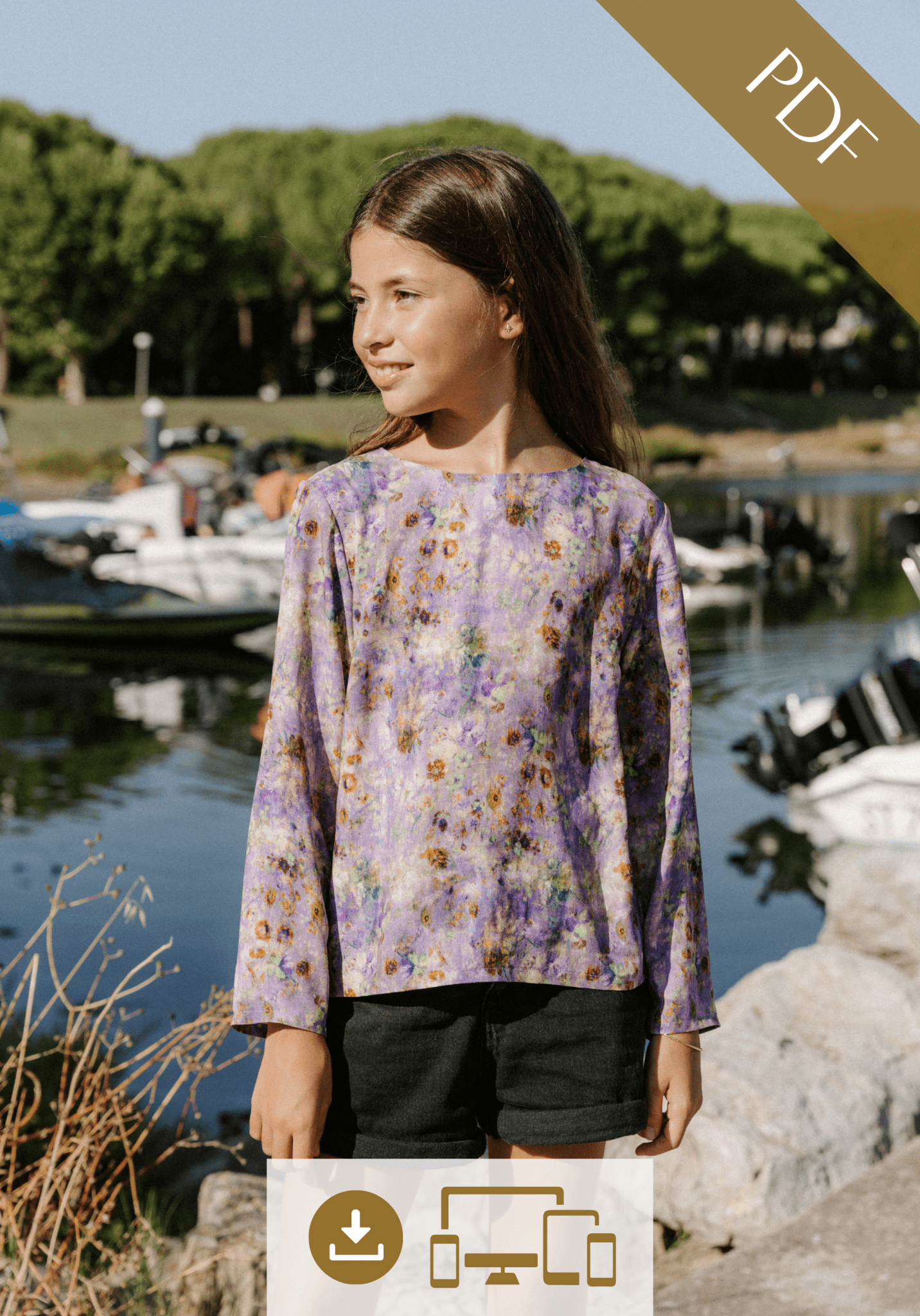 Patron couture blouse fille Miss Violette / PDF (A4, A3, A0, US Letter) - Cadres, Calques par Taille, Vidéoprojection - Maison Fauve