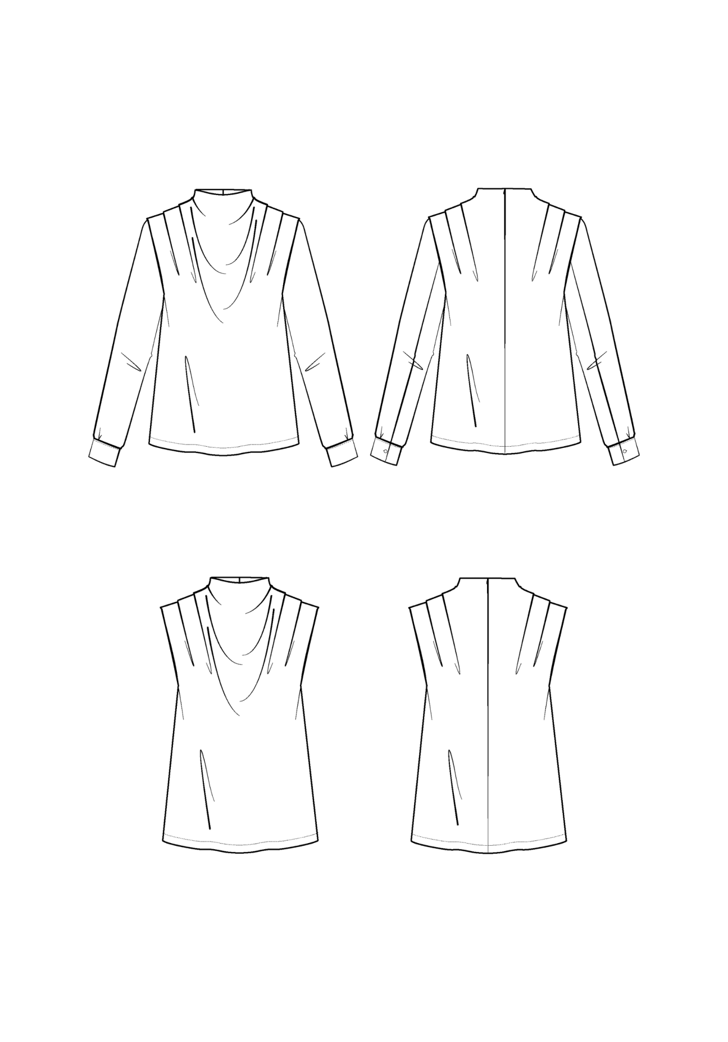 Patron couture blouse Tempête / PDF (A4, A3, A0, US Letter) - Cadres, Calques par Taille, Vidéoprojection - Maison Fauve