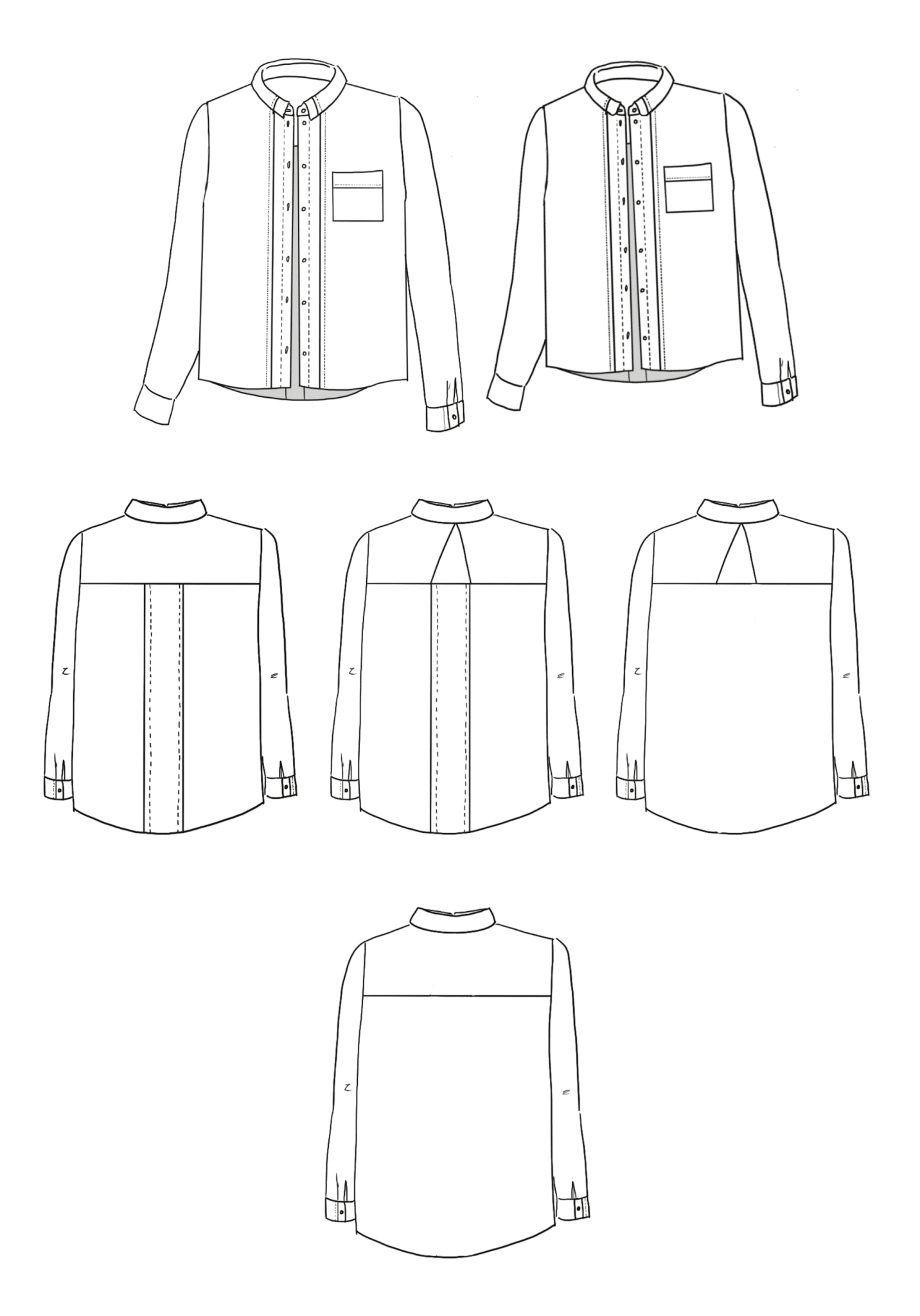 Patron couture chemise Skyline / PDF (A4, A3, A0, US Letter) - Cadres, Calques par Taille, Vidéoprojection - Maison Fauve