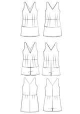 Patron couture combishort, robe Cosmopolitan / PDF (A4, A3, A0, US Letter) - Cadres, Calques par Taille, Vidéoprojection - Maison Fauve