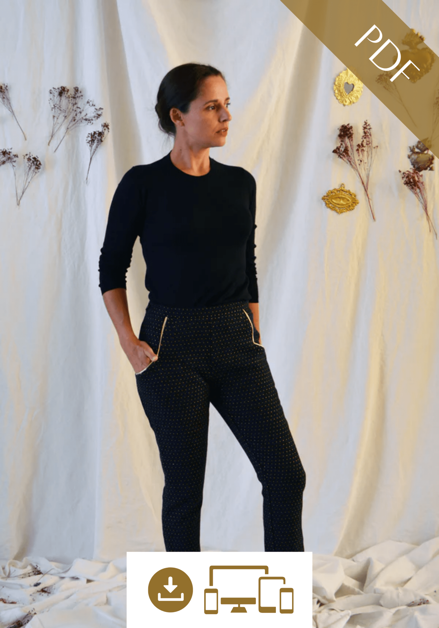 Patron couture pantalon cigarette Loulou / PDF (A4, A3, A0, US Letter) - Cadres, Calques par Taille, Vidéoprojection - Maison Fauve