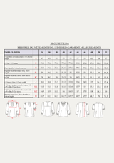 Patron couture PDF blouse Tilda et ses 5 options de col / PDF (A4, A3, A0, US Letter) - Cadres, Calques par Taille, Vidéoprojection - Maison Fauve