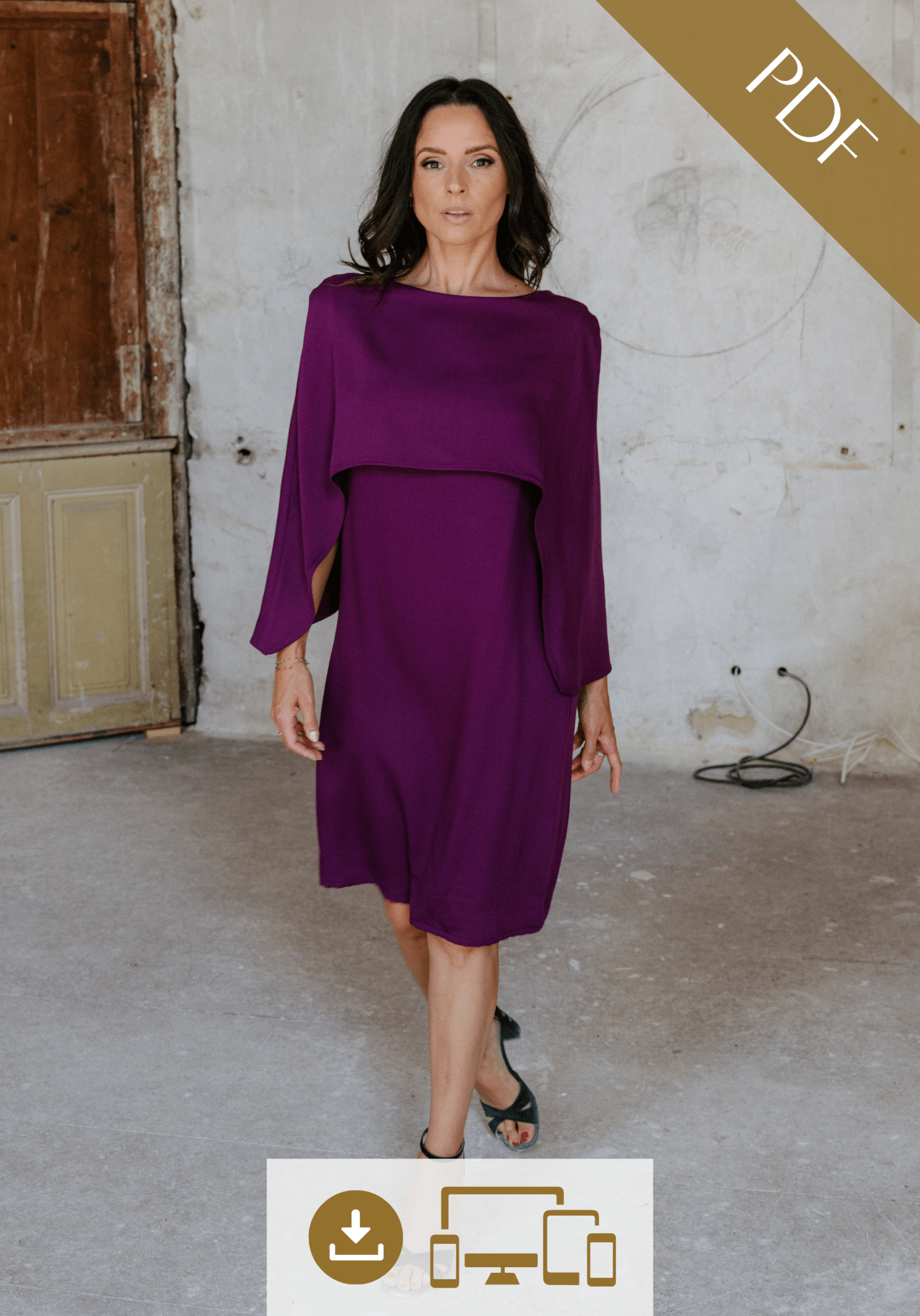 Patron couture robe cape Bonnie / PDF (A4, A3, A0, US Letter) - Cadres, Calques par Taille, Vidéoprojection - Maison Fauve