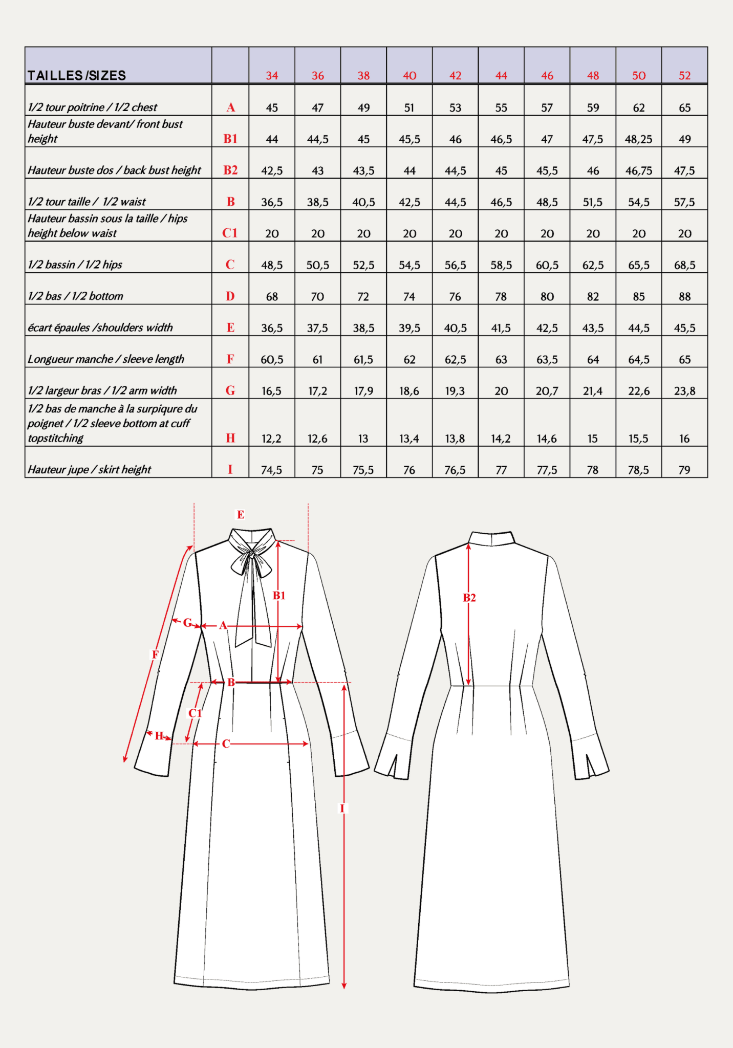 Patron couture robe Péninsule / PDF (A4, A3, A0, US Letter) - Cadres, Calques par Taille, Vidéoprojection - Maison Fauve