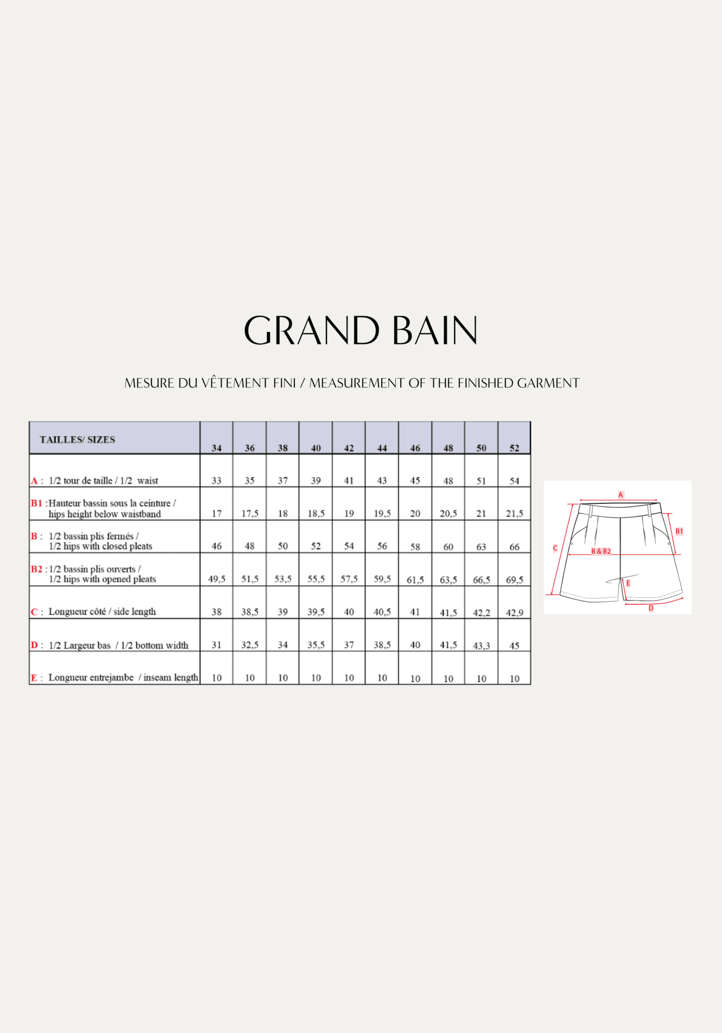 Patron couture short Grand Bain / Patron pochette - Maison Fauve