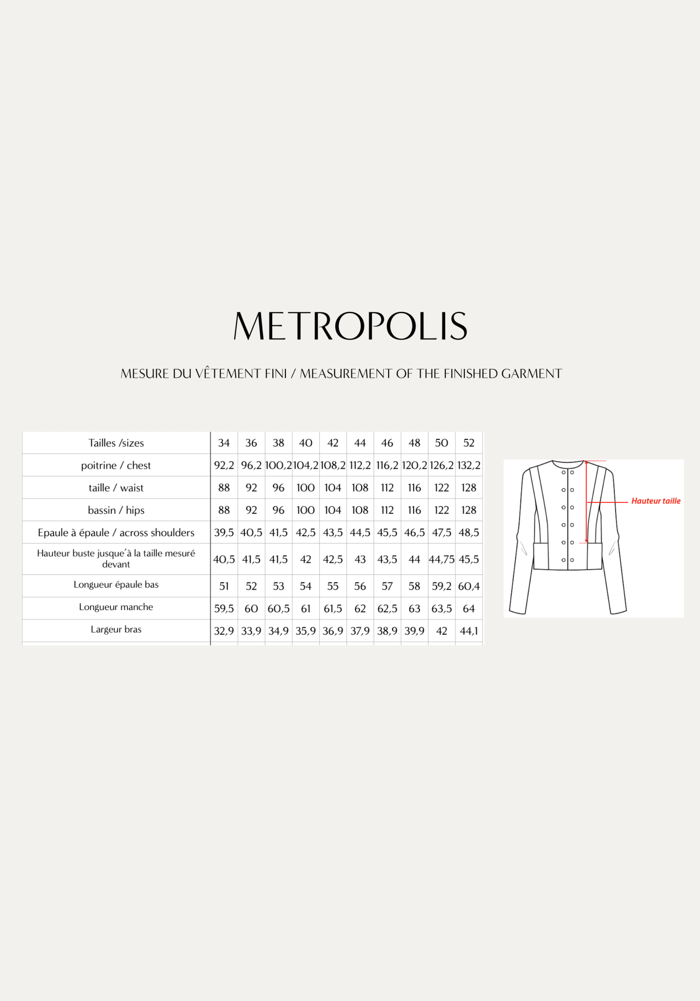 Patron couture veste Metropolis / PDF (A4, A3, A0, US Letter) - Cadres, Calques par Taille, Vidéoprojection - Maison Fauve