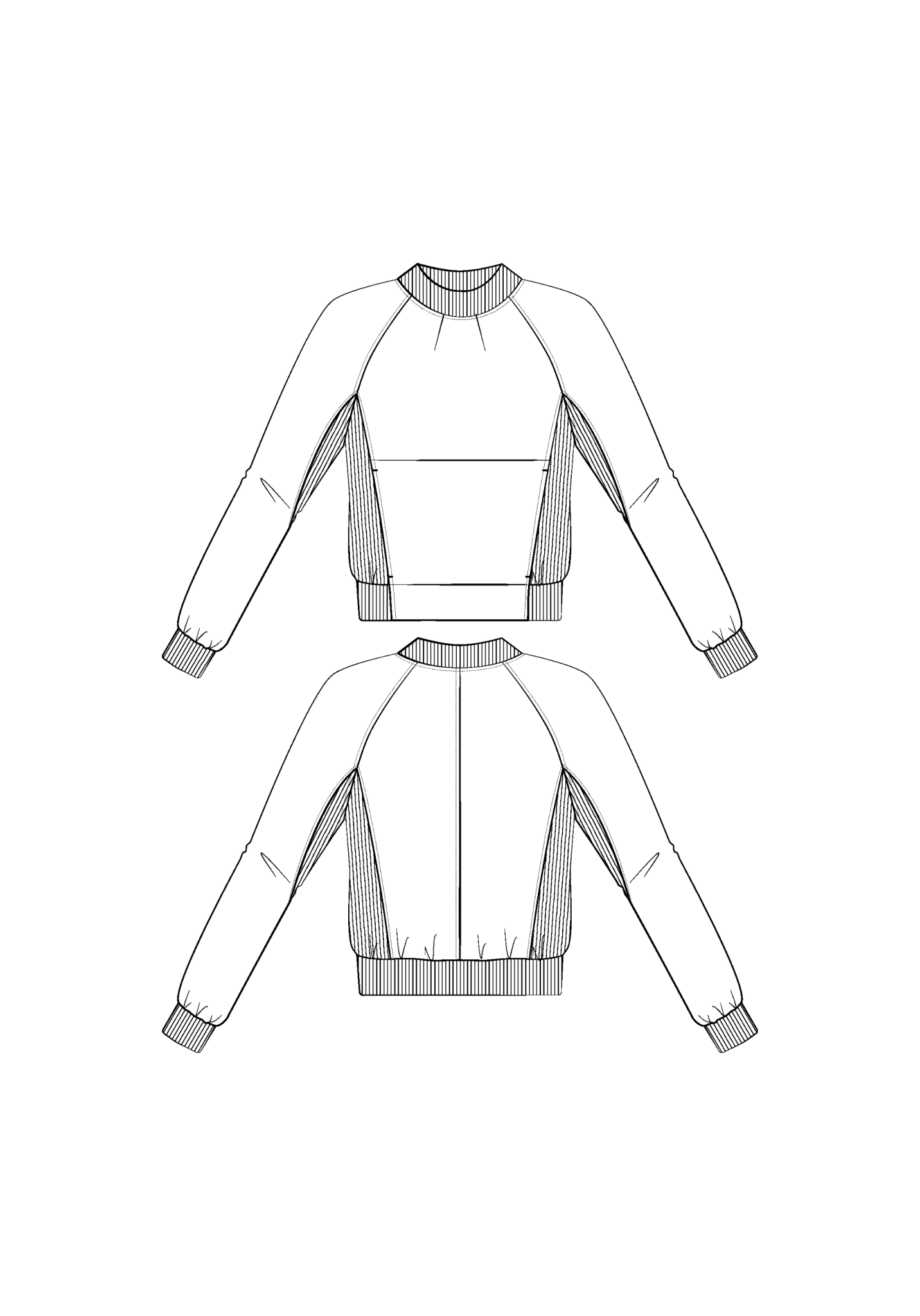 Patron sweat Ressac / PDF (A4, A3, A0, US Letter) - Cadres, Calques par Taille, Vidéoprojection - Maison Fauve