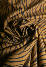Tissu popeline de viscose imprimée Savage - Tigre Cumin ou Blanc Zèbre