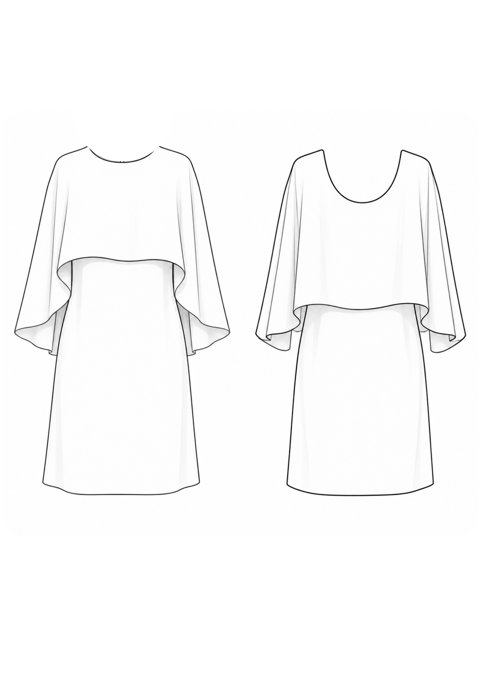 Patron couture robe cape Bonnie / PDF (A4, A3, A0, US Letter) - Cadres, Calques par Taille, Vidéoprojection