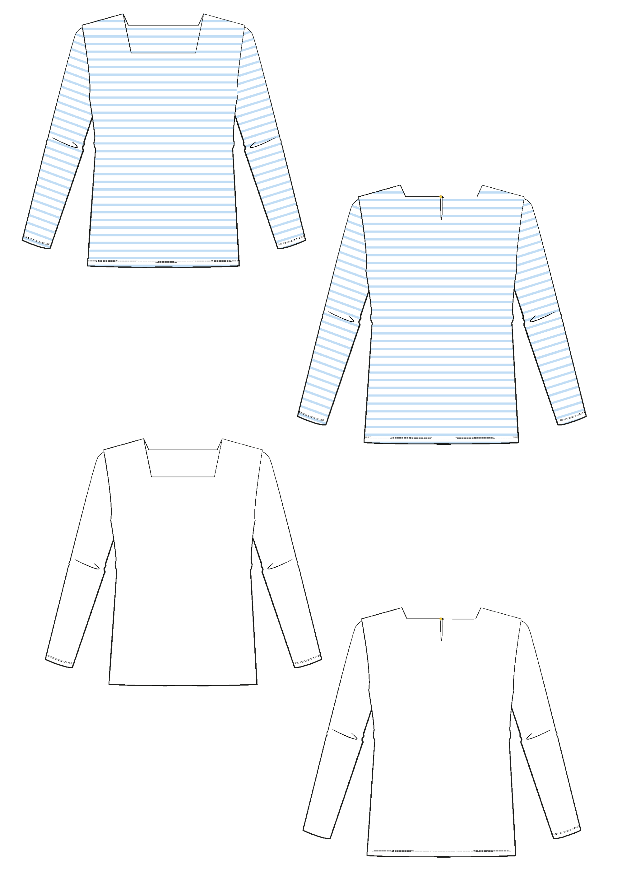 Miss Pirate sailor top sewing pattern / PDF (A4, A3, A0, US Letter) - Boxes, Layers by Size, Video Projection
