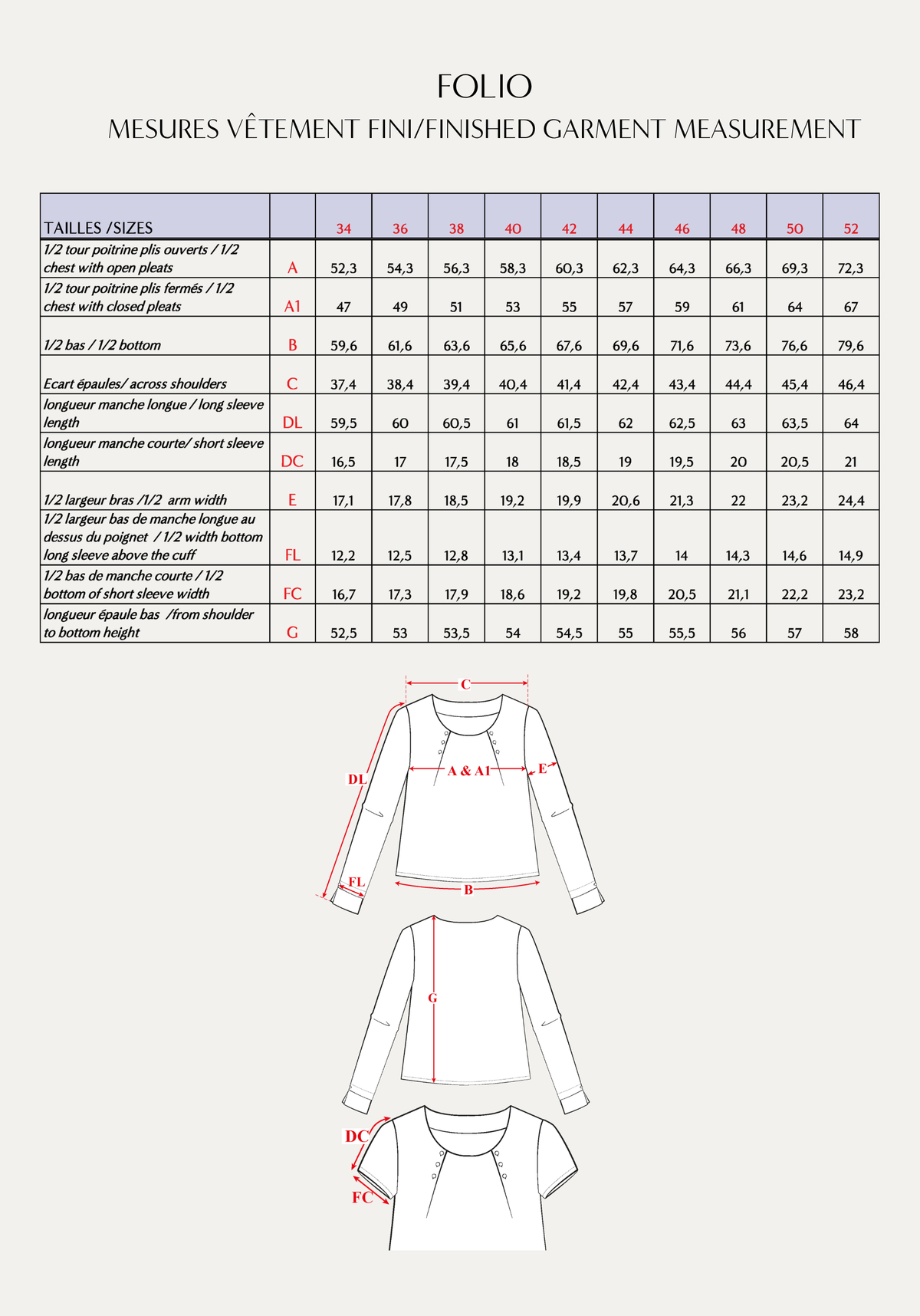 Folio blouse sewing pattern - Envelope pattern