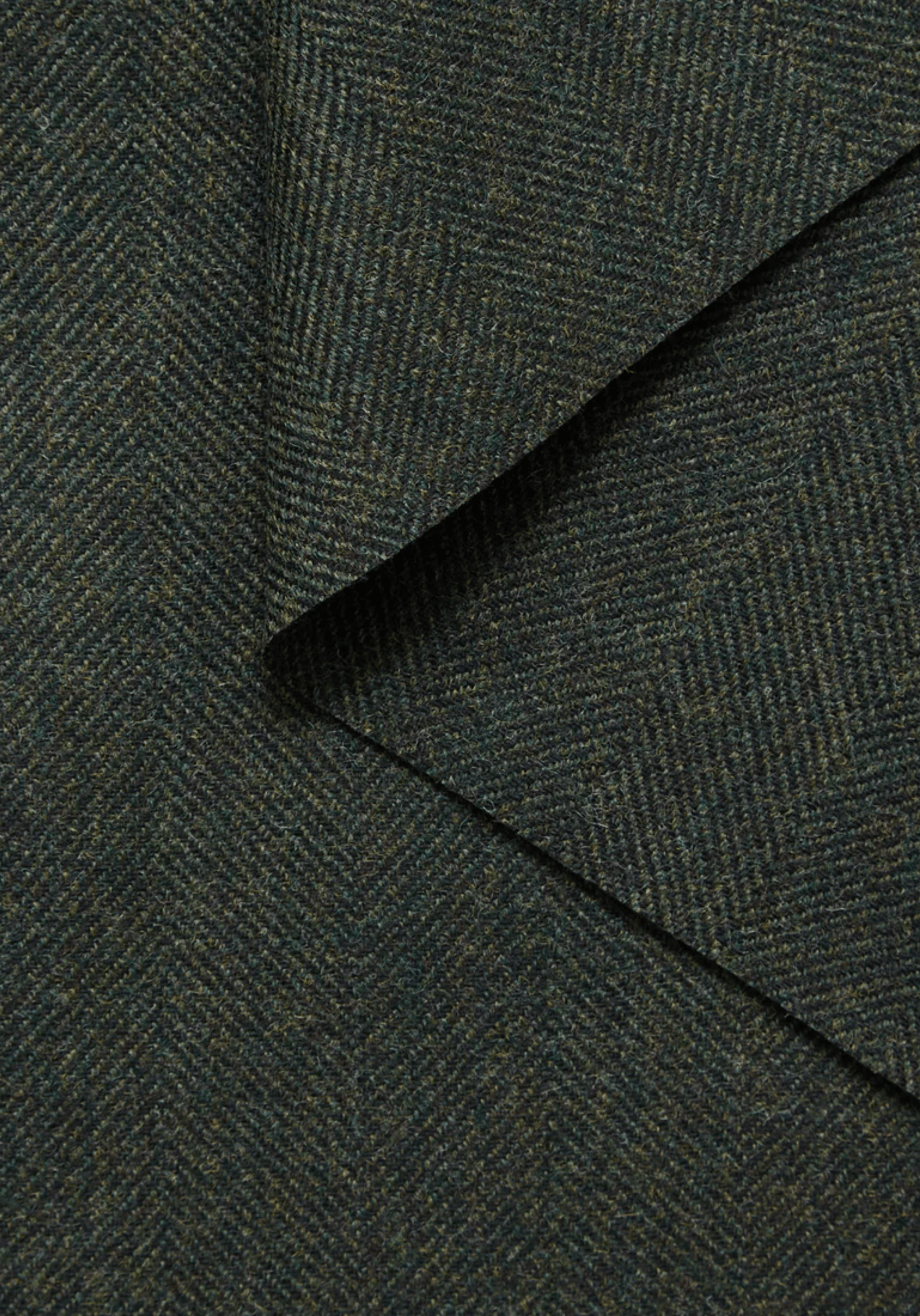 Tissu manteau en drap de laine double face à chevrons Vert Forêt - Maison Fauve