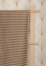 Tissu voile poly viscose à rayures Horizon – Marine / Beige & Encre - Maison Fauve
