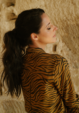 Tissu popeline de viscose imprimée Savage - Tigre Cumin ou Blanc Zèbre