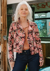 Tissu jacquard fleuri prune Deep Roses