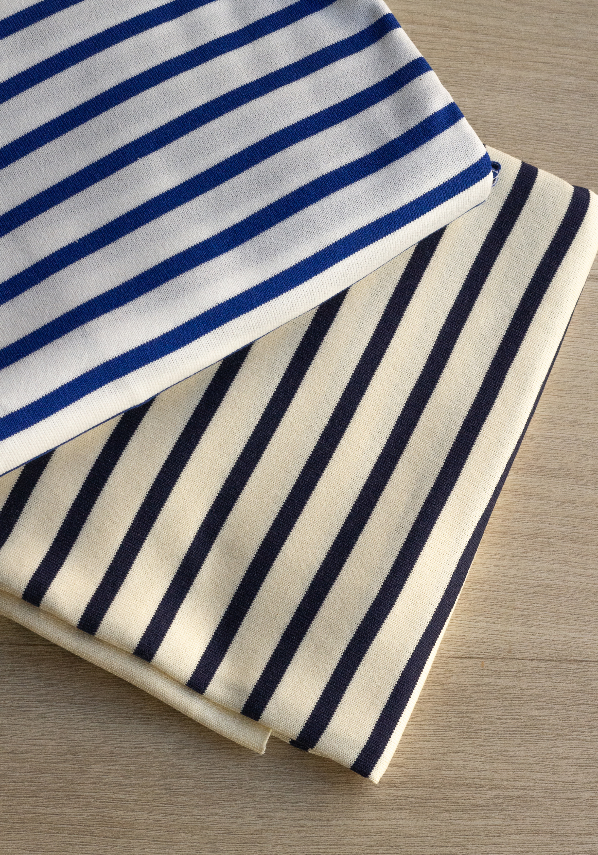 Striped Breton jersey fabric - 2 colors - Sold by the panel