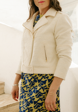 Tissu tweed léger - Ecru ou Bleu Gris