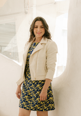 Tissu tweed léger - Ecru ou Bleu Gris