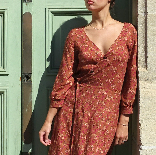 Patron couture robe portefeuille longue Tamara / Patron PDF (A4 A0 et US letter)