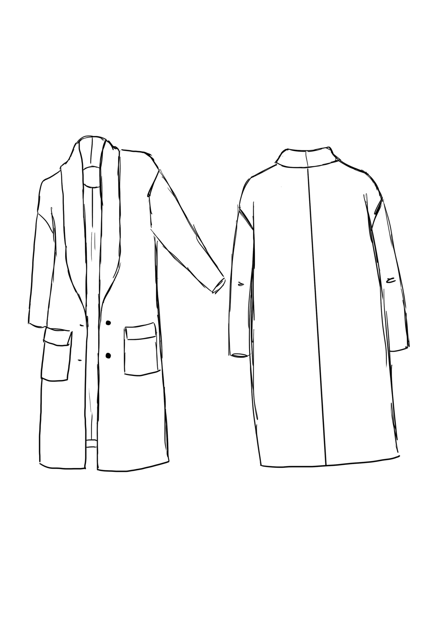 Patron couture manteau Pam / PDF (A4, A3, A0, US Letter) - Cadres, Calques par Taille, Vidéoprojection - Maison Fauve