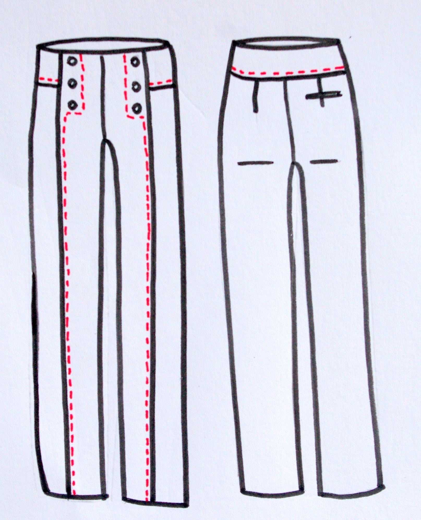 Patron couture pantalon à pont Embrun / PDF (A4, A3, A0, US Letter) - Cadres, Calques par Taille, Vidéoprojection - Maison Fauve