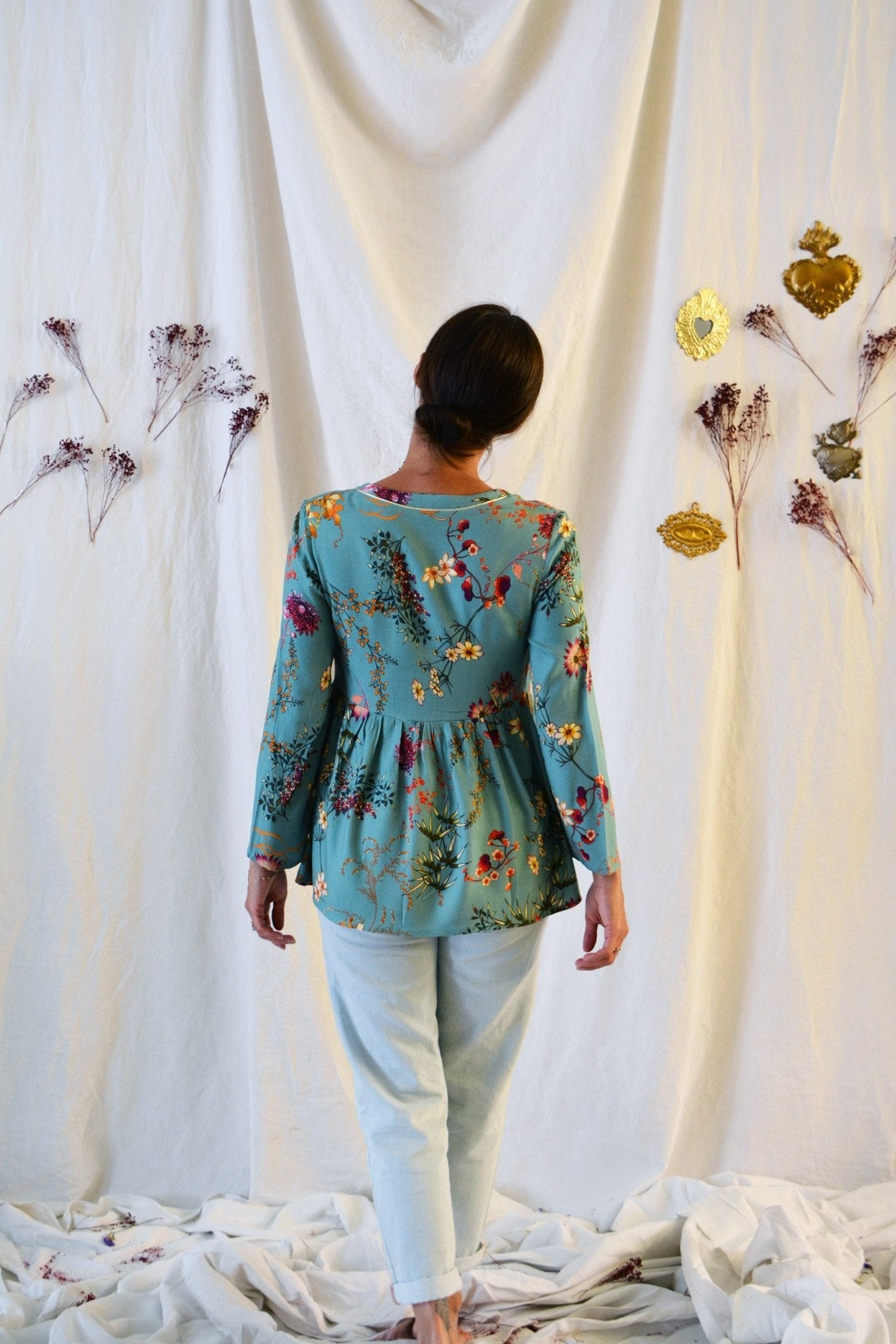Patron couture robe, blouse encolure carrée Sybil / PDF (A4, A3, A0, US Letter) - Cadres, Calques par Taille, Vidéoprojection - Maison Fauve