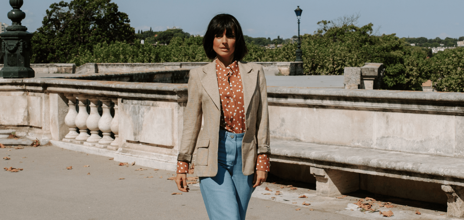 Un look tailoring revisité : la veste Manhattan et la chemise Scala à pois - Maison Fauve