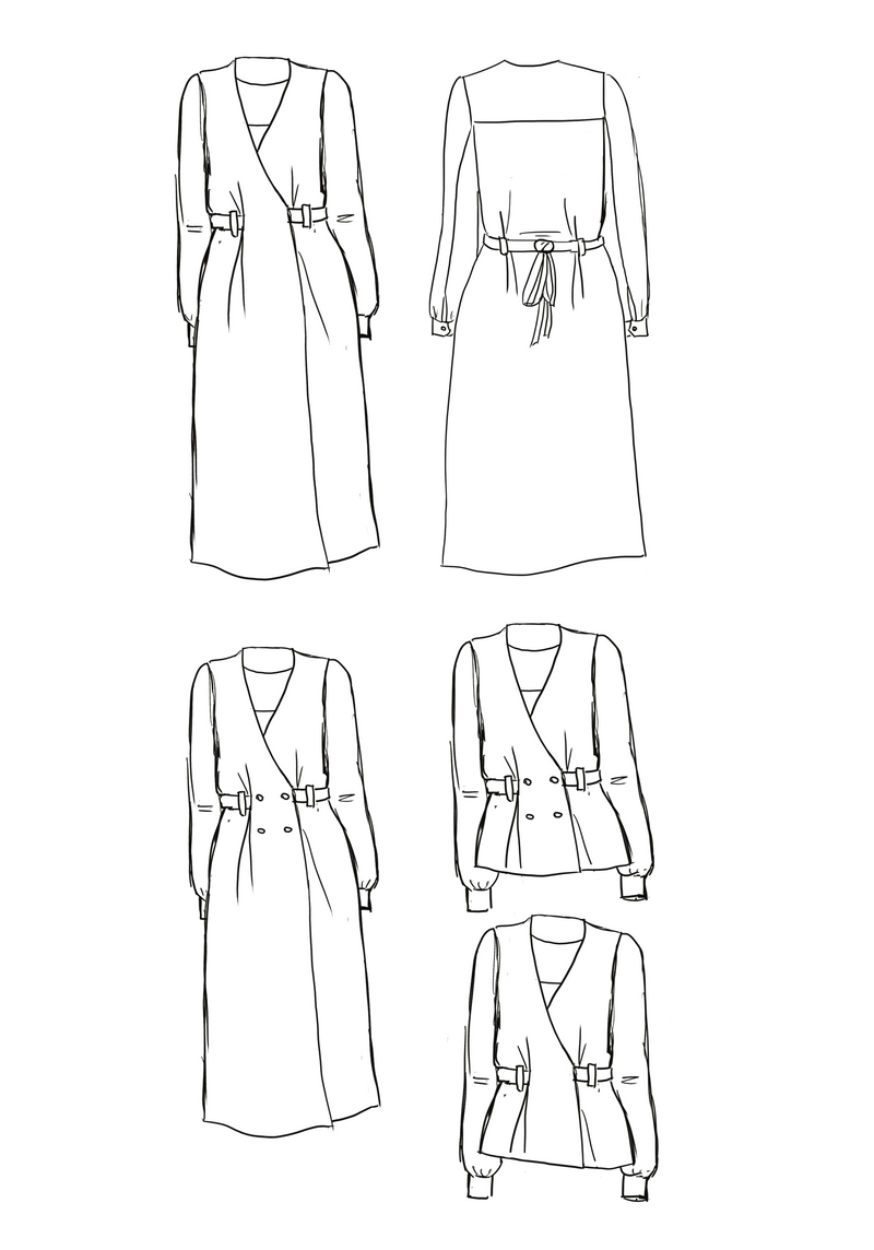 Soho Wrap Dress Sewing Pattern / PDF (A4, A3, A0, US Letter) - Frames, Layers by Size, Video Projection