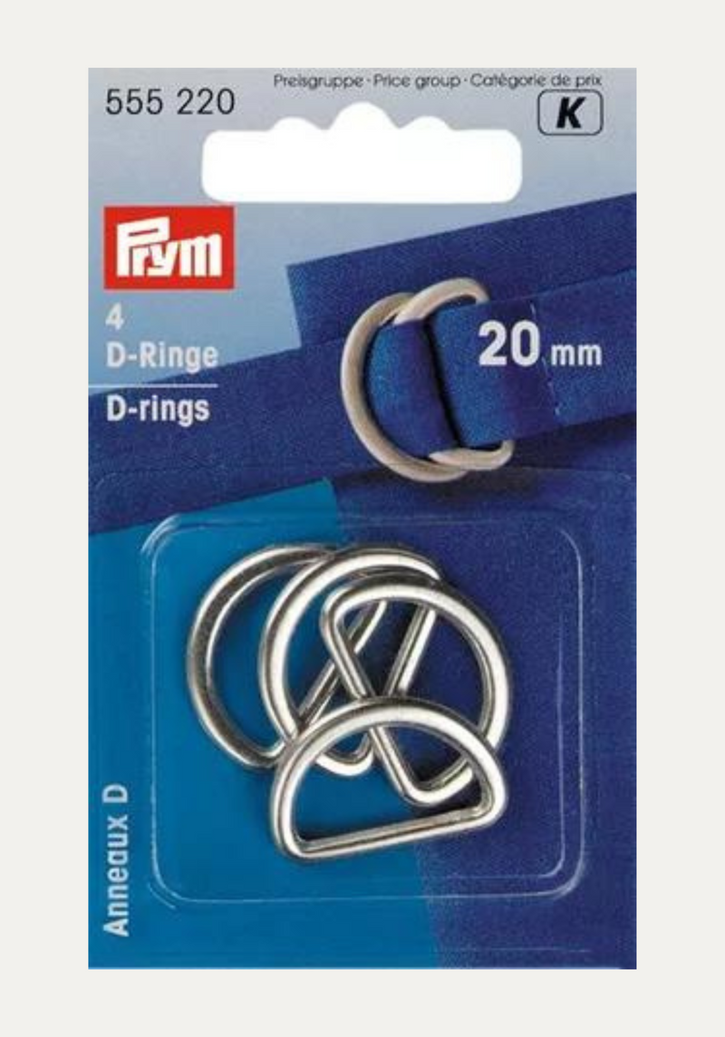 Box of 4 D-rings Silver 20 mm