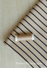 Tissu voile poly viscose à rayures Horizon – Marine / Beige & Encre