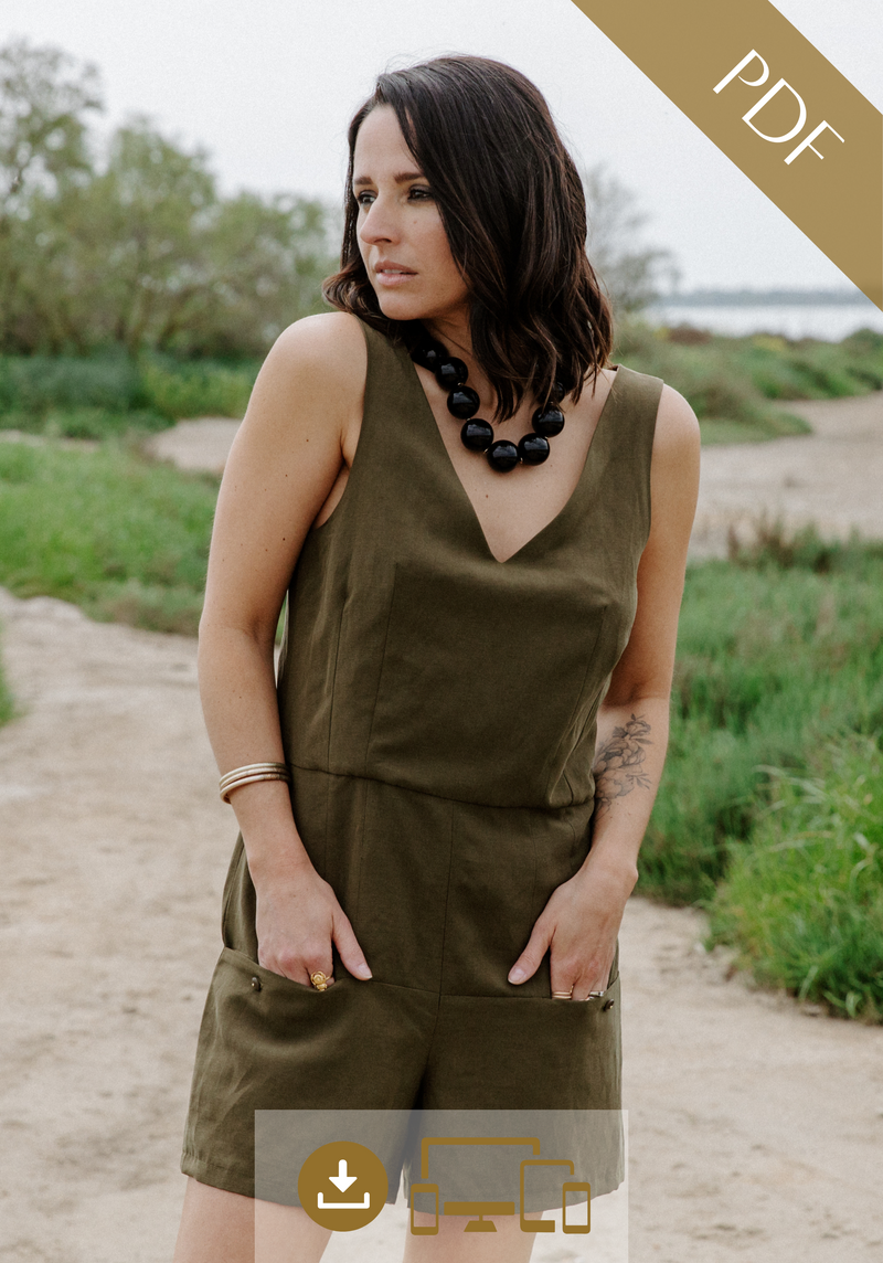Patron couture combishort, robe Cosmopolitan  / PDF (A4, A3, A0, US Letter) - Cadres, Calques par Taille, Vidéoprojection