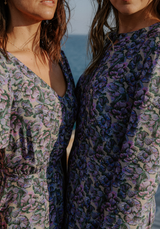 Tissu popeline de viscose imprimée Panache - Gris Sulfure ou Mauve