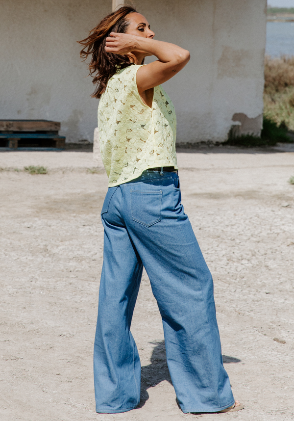 COUPON 210 CM - Tissu jean Sergio poids moyen - Bleu