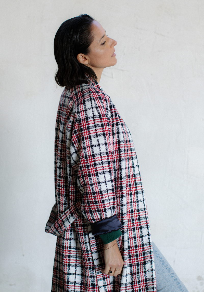 Tissu Tweed Bouclé Tartan - Laine & Coton