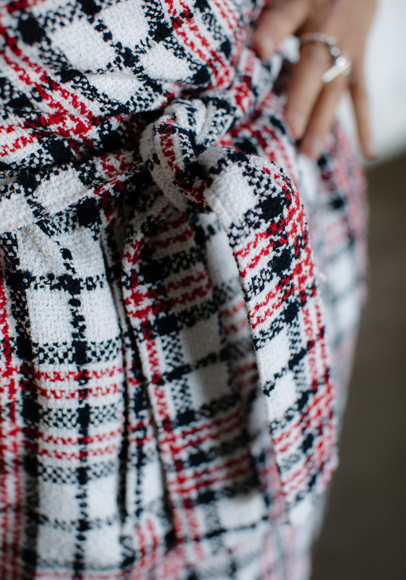 Tissu Tweed Bouclé Tartan - Laine & Coton