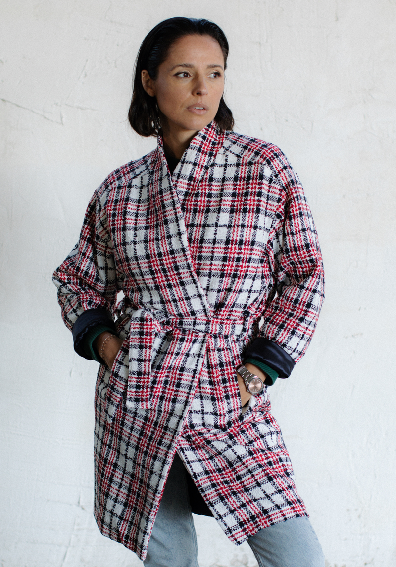 Tissu Tweed Bouclé Tartan - Laine & Coton