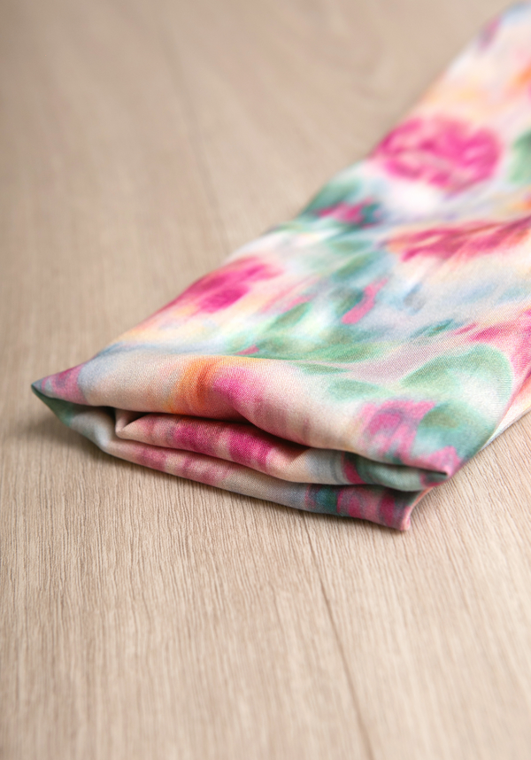COUPONS - Tissu popeline de viscose imprimée Abstract Rose - Magenta