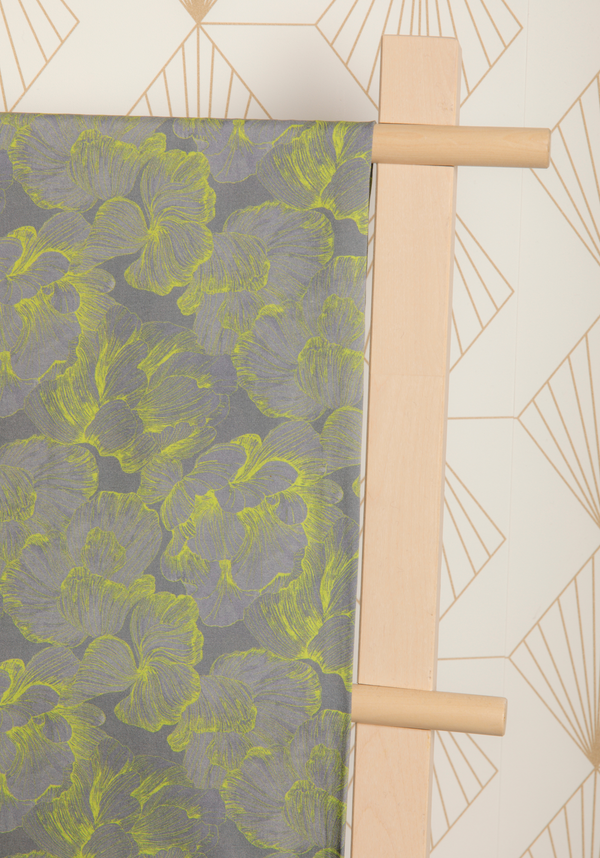 COUPON 160 cm - Tissu popeline de viscose imprimée Panache - Gris Sulfure